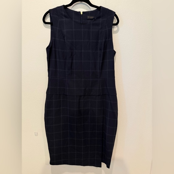 Donna Karan Navy Checkered Midi Dress - Picture 1 of 4